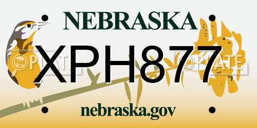 XPH877 Nebraska License Plate