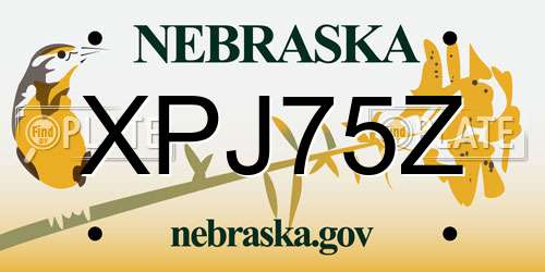 XPJ75Z Nebraska License Plate