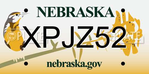 XPJZ52 Nebraska License Plate