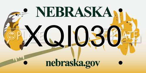 XQI030 Nebraska License Plate
