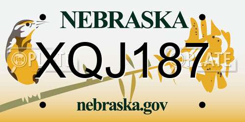 XQJ187 Nebraska License Plate
