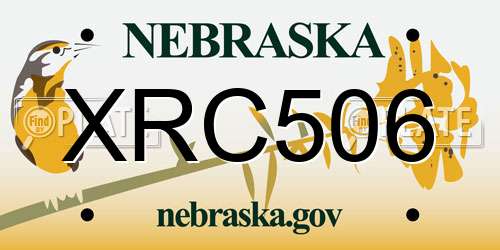 XRC506 Nebraska License Plate