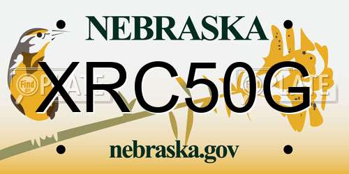 XRC50G Nebraska License Plate