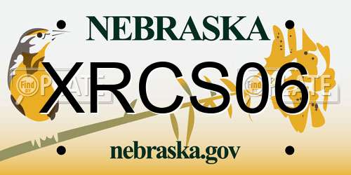 XRCS06 Nebraska License Plate