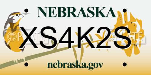 XS4K2S Nebraska License Plate
