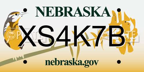 XS4K7B Nebraska License Plate