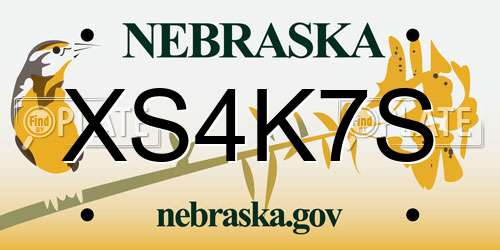 XS4K7S Nebraska License Plate