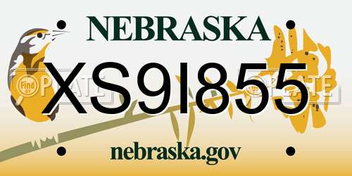 XS9I855 Nebraska License Plate
