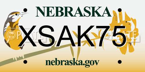 XSAK75 Nebraska License Plate