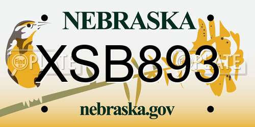 XSB893 Nebraska License Plate