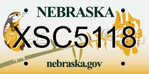 XSC5118 Nebraska License Plate