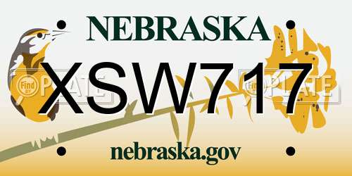 XSW717 Nebraska License Plate