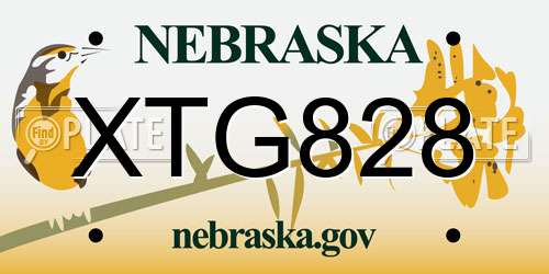 XTG828 Nebraska License Plate
