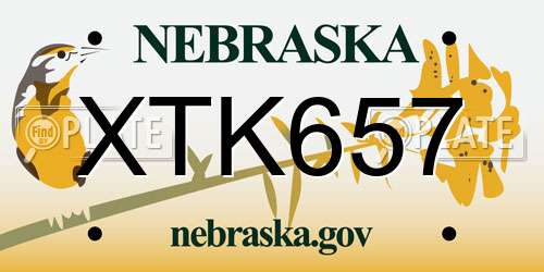 XTK657 Nebraska License Plate