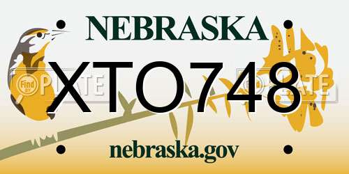 XTO748 Nebraska License Plate