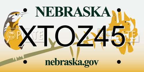 XTOZ45 Nebraska License Plate