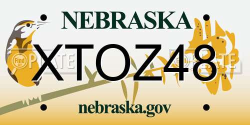 XTOZ48 Nebraska License Plate