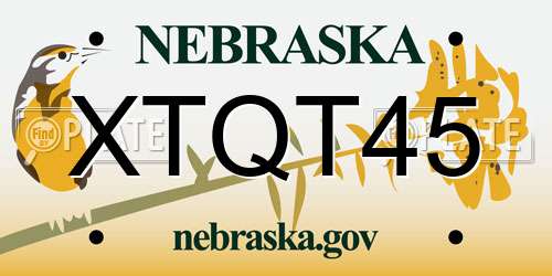 XTQT45 Nebraska License Plate