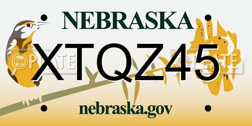 XTQZ45 Nebraska License Plate