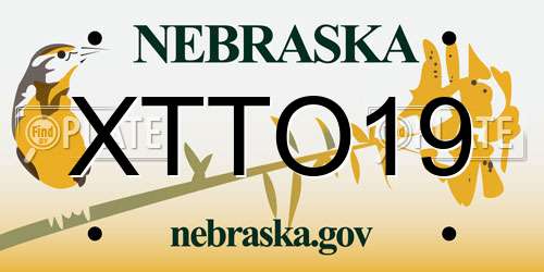 XTTO19 Nebraska License Plate