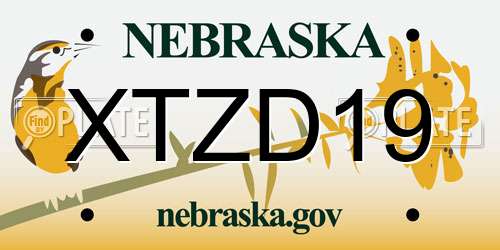 XTZD19 Nebraska License Plate