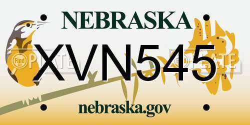 XVN545 Nebraska License Plate