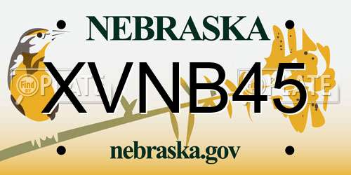XVNB45 Nebraska License Plate
