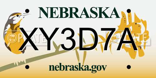 XY3D7A Nebraska License Plate