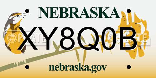 XY8Q0B Nebraska License Plate