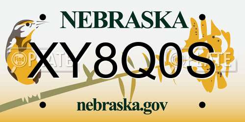 XY8Q0S Nebraska License Plate