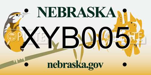 XYB005 Nebraska License Plate