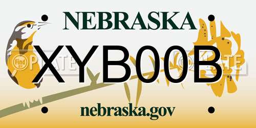 XYB00B Nebraska License Plate