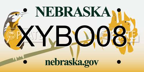 XYBO08 Nebraska License Plate