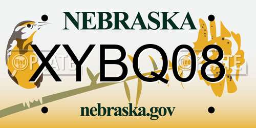 XYBQ08 Nebraska License Plate
