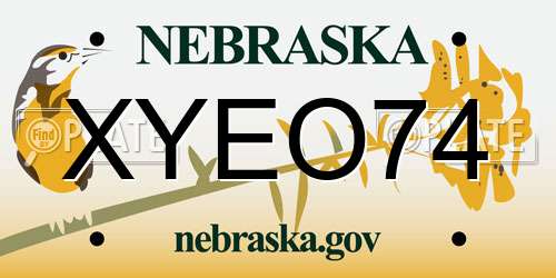 XYEO74 Nebraska License Plate