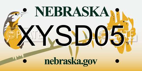 XYSD05 Nebraska License Plate