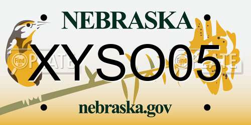 XYSO05 Nebraska License Plate