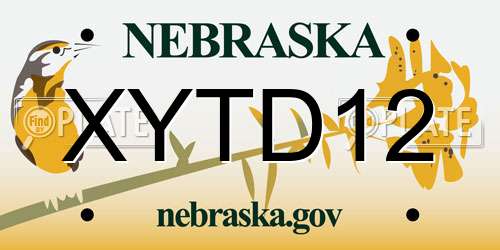 XYTD12 Nebraska License Plate