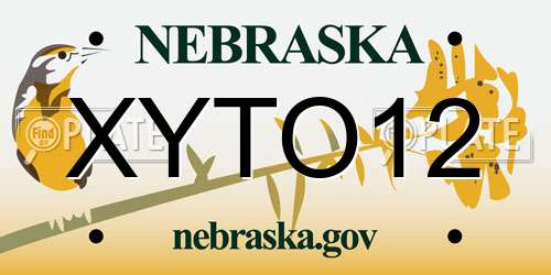 XYTO12 Nebraska License Plate