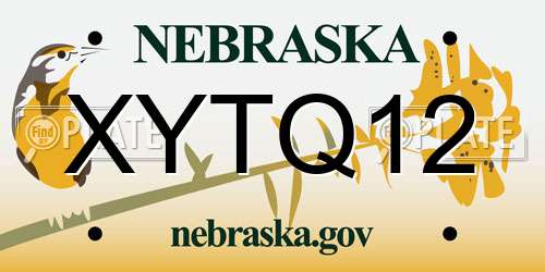 XYTQ12 Nebraska License Plate