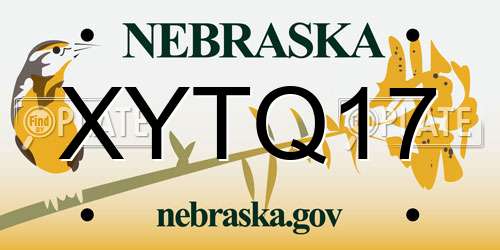 XYTQ17 Nebraska License Plate