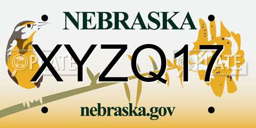 XYZQ17 Nebraska License Plate
