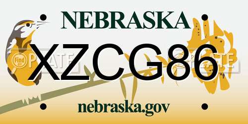 XZCG86 Nebraska License Plate
