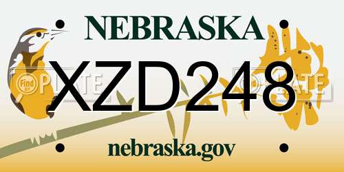 XZD248 Nebraska License Plate