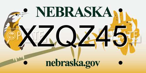 XZQZ45 Nebraska License Plate