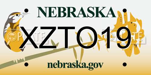 XZTO19 Nebraska License Plate