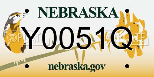 Y0051Q Nebraska License Plate