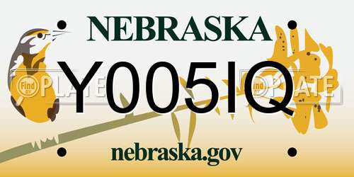Y005IQ Nebraska License Plate