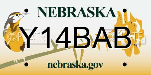Y14BAB Nebraska License Plate