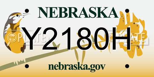 Y2180H Nebraska License Plate